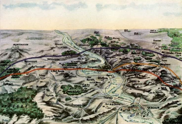 Photograph of a French Map Showing the Battlefields of Verdun, September 1916